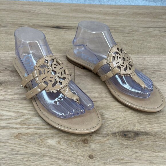 Circus Sam Edelman Womens Canyon Thong Sandal Size 9.5 Almond Patent Neutral - Picture 1 of 8